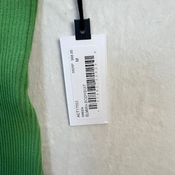 NWT ASTR Elmira Bodysuit Green Ribbed with Open Criss Cross Back Medium - Picture 8 of 13